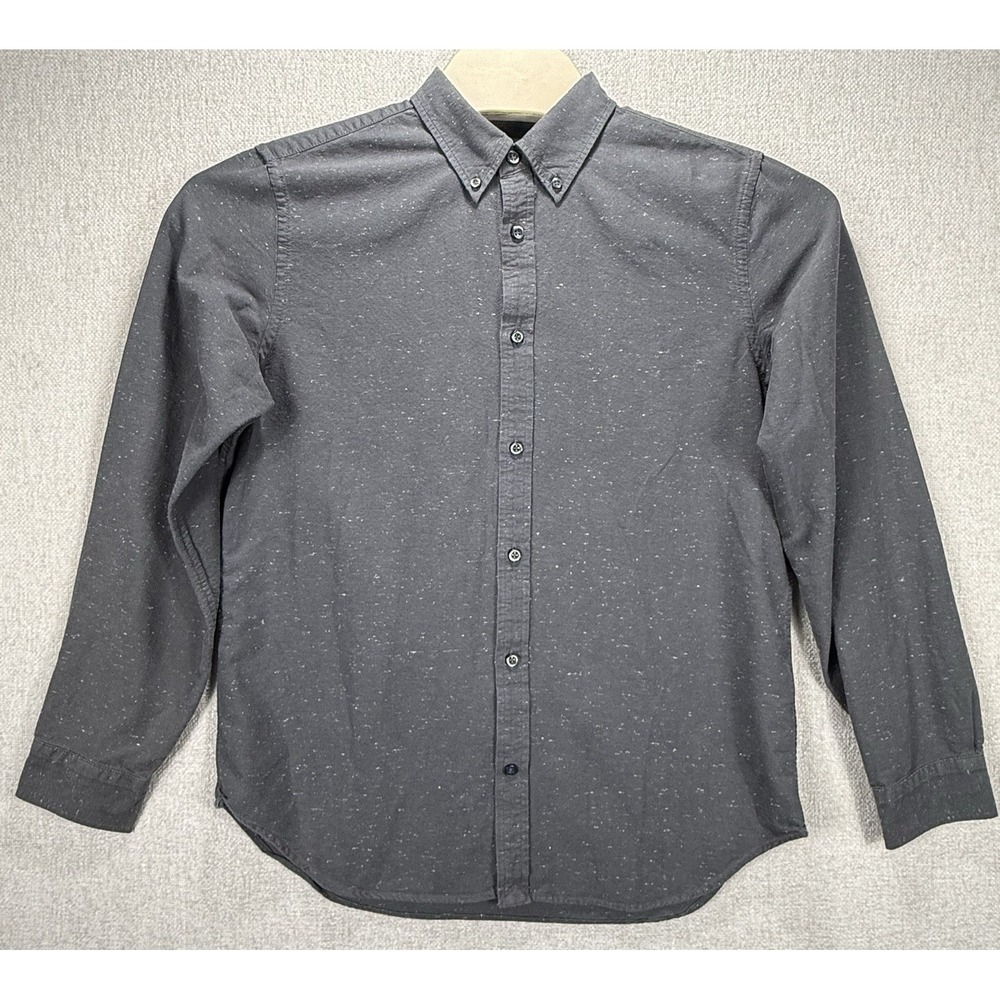 Gap Modern Oxford Shirt Men's Size L Gray Oxford Cotton Button-Down Long Sleeve